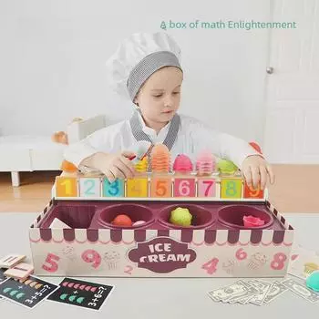Tebaoer Kids Digital Learning Ice Cream Box: Early Education Toy for Business and Math Skills.