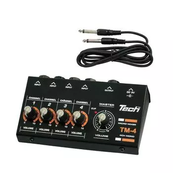 TECH 4ch Micro Mixer 1.2m Cable x 1 Included TM-4