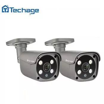 Techage 2 шт. H.265 5MP PoE IP-камера уличная водонепроницаемая видеозапись камера безопасности Ai обнаружение человека двустороннее аудио цвет ночь