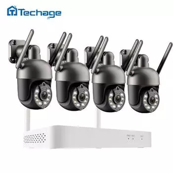 Techage 3MP Tuya NVR PTZ Беспроводная система видеонаблюдения Двухстороннее аудио WIFI IP-камера безопасности 8CH P2P Комплект видеонаблюдения Обнаружение человека