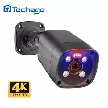 Techage Ultra HD 4MP 8MP 4K PoE IP-камера безопасности уличная водонепроницаемая двусторонняя аудиокамера для системы видеонаблюдения H.265