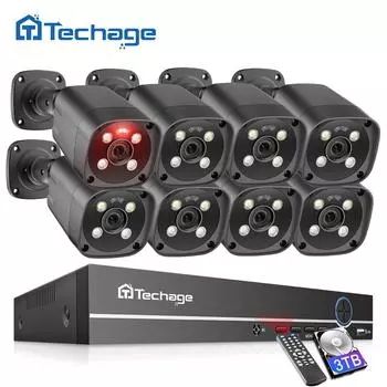 Techage Ultra HD 8MP 4K PoE IP-камера уличная водонепроницаемая двусторонняя аудиокамера для системы видеонаблюдения H.265