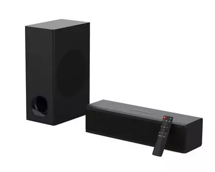 TECHFROG Компактный телевизор Деревянный саундбар с HDMI пультом дистанционного управления Регулируемая настенная звуковая панель 140 Вт 2.1, сабвуфер, ARC/Bluetooth 5.0/Оптический/AUX/RCA подключение,