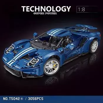 Technic GT Синий Красный Суперкар 1:8 моделей гоночного автомобиля, строительные блоки, кирпичи, детский подарок на день рождения, День благодарения No Box