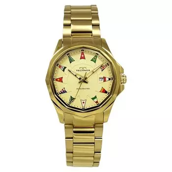 [Technos] часы 3 иглы дата T9B99GC мужские золотые