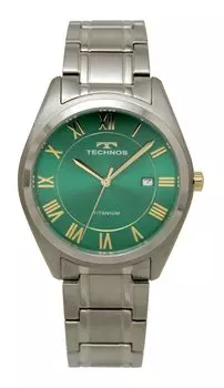 [Technos] Часы Date Titanium T9B76IM мужские серебристые зелёный