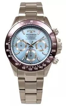 [Technos] Часы-хронограф 10 ATM Водонепроницаемость T4C02AI Мужские Серебряные