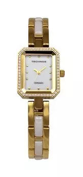 [Technos] Часы с керамическим паве T9831TG женские золотые