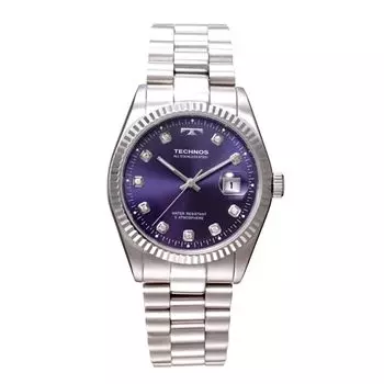 Technos Premium Silver Navy Blue T9604SN Watch