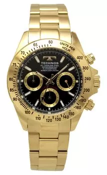 Technos T4C01GB Мужской золотистый 10 АТМ Хронограф золотой