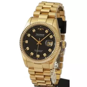 [Technos] Technos 10 атм водонепроницаемый 3-игольный дата золото T9604gb