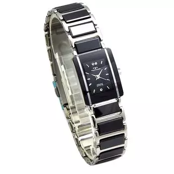 TECHNOS Technos женские часы элегантный керамический черный циферблат серебряный комбинированный браслет в форме сердца набор TSL906TB-SET [продукт]