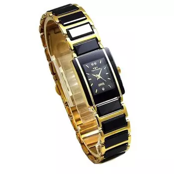 TECHNOS Technos женские часы элегантный керамический черный циферблат золото комбинация сердце браслет набор TSL906GB-SET [продукт]