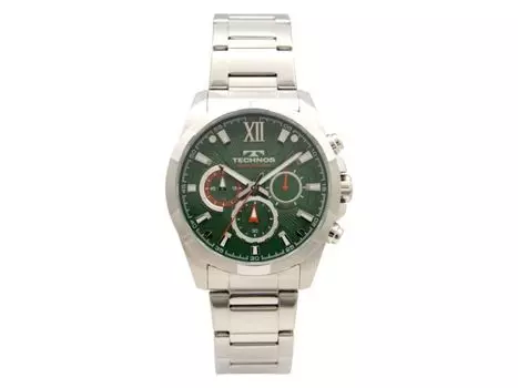 Technos Watch Chronograph 10 BAR Water Resistant T5621SM Men s Silver Stainless