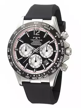 TECHNOS Watch Chronograph Black Dial Silicone Remesh Waterproof to 10 ATM TP0801TB [Technos] Мужские чёрный