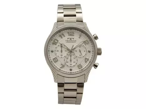 TECHNOS Watch Chronograph T6646SS Мужские серебристые часы из нержавеющей стали, корпус НОВЫЙ