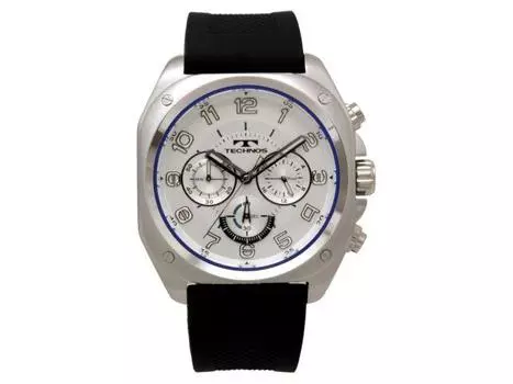 TECHNOS Watch Chronograph T8B43SS Мужские черные силиконовые часы с корпусом из нержавеющей стали НОВЫЕ