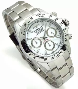 TECHNOS Watch Chronograph White Dial Tool Bracelet Set TSM401SW Men s [Товар]