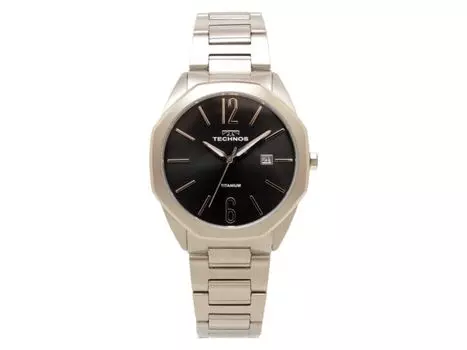 TECHNOS Watch T9B32IB Мужские серебристые титановые часы с индикатором даты и черным циферблатом НОВЫЕ