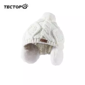 Tectop Tantuo Autumn and Winter Women s Knitted Hat Elastic Breathable Casual Sports Cap Plaid Outdoor Earmuffs Hat Pure White All yards