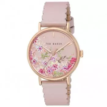 Ted Baker Часы PHYLIPA RETRO Розовый цветочный принт Циферблат из нержавеющей стали Минеральное стекло Кварцевый механизм Сделано в Японии 37MM сумка Аксессуар Одежда Часы BK