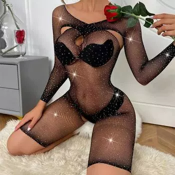 Тедди Babydoll Сексуальное платье Боди Сексуальное женское белье Горячий эротический комбинезон с открытой промежностью Ажурное боди-чулки Женское нижнее белье One Size