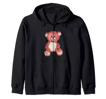 teddy bear zip hoodie чёрный