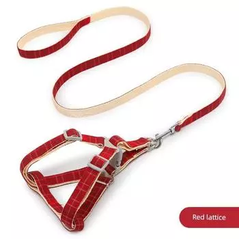 Teddy Dog Leash Collar Large Pet Supplies Cat M Within recommended 4.00 kg-7.50 kg RED CHECK
