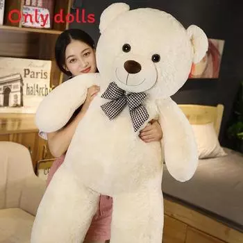 Teddy Oversized Bear Plush Toy With Checkered Bow Decoration For Gift Kids