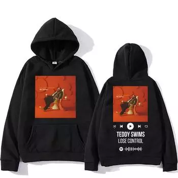 Teddy Swims Hooded Lose Control Casual Hip Hop Sweatshirt Long sleeved Rapper Clothing Moletom Harajuku Grunge Pullovers XS чёрный