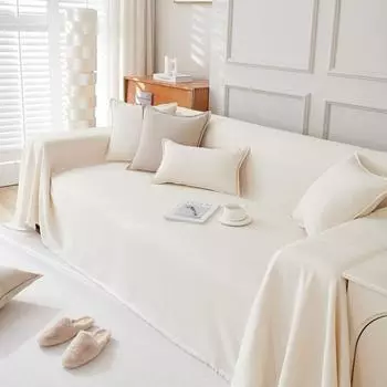 Teddy Velvet Waterproof Couch Towel Four Season Universal Anti Slip Sofa Dust Cover Solid Color Scratch Resistant fringe Blanket 1seater 180x130cm темно-серого