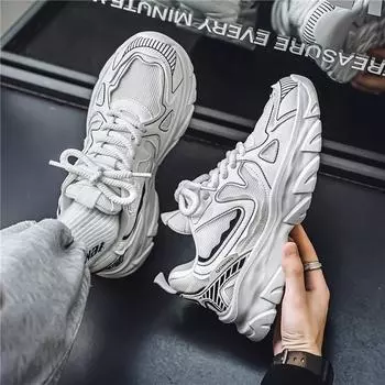 Teen casual shoes summer new men s shoes retro dad shoes mesh breathable student sports shoes platform trendy shoes 39