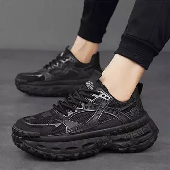 Teen dad shoes men s 2025 new summer breathable mesh thin thick sole heightening casual sports shoes 39
