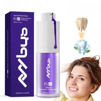 Зубная паста для отбеливания зубов Purple Mousse Очищение зубов Неинвазивное отбеливание Глубокая очистка Свежее дыхание Яркий уход за полостью рта 1pc