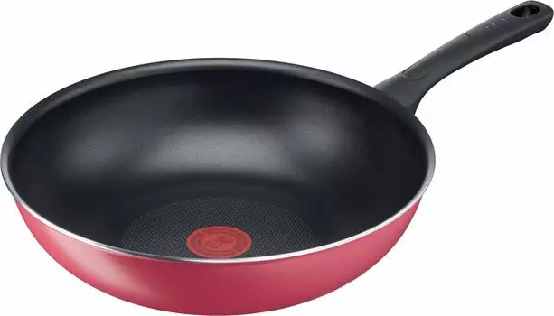Tefal Deep For Gas Fire Free of Healthy Substances such as Red Wok Red B55919 Stir-Fry Pot, 28 см, Wok, Only, PFOA, Antiprigaring, Longlife Cranberry красный