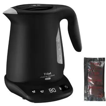 Tefal Electric Large Temperature 8 Lock для опрокидывания и блокировки горячей воды, предназначенной для предотвращения пара от нагрева чайника, специальный очиститель черного цвета KO823NJPA