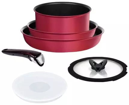 Tefal frying pan set IH compatible Neo IH Ruby Excellence Set Titanium Excellence coating L66391 with removable handle 6-piece Ingenio 6 6-layer