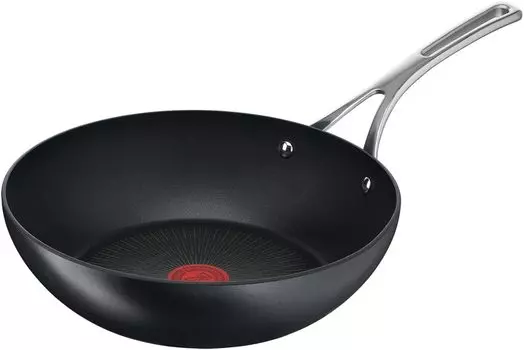 Tefal Кастрюля 28 см Глубокий вок Совместима с индукционными и газовыми плитами Без вредных веществ, таких как ПФОК Вок Черный E52319 Для жарки с перемешиванием Антипригарное покрытие Долговечная Experience+