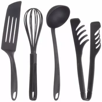 Tefal Kitchen Tools Set of 4 Tongs Kitchen Tool Set Made of Nylon Resin Scratch Resistant K001S4 [Online Only] Ladle, Spatula, Whisk, Epis 4