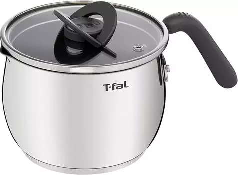 Tefal Single Handed Pot 16cm IH Compatible with Gas Free of Harmful Substances such as and IH Stainless Steel Charcoal Stainless Steel Gray G74683