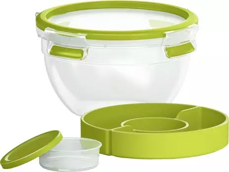 Tefal Storage Container Lunch Box Airtight Integrated Packing Structure Seal to Go Salad with Dividers 30 Year Warranty N10723 1.1L Master Bowl