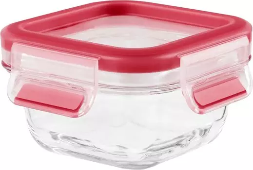 Tefal Storage Integrated Seal Glass Oven 30 Year Warranty N10413 Container, Square, 180mL, Sealed, Packing, Heat-resistant Glass, Master Square , красный