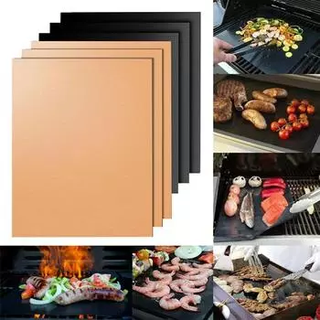 Тефлоновый легкоочищаемый коврик для гриля, коврик для выпечки, противень для гриля, антипригарное покрытие, кухонные принадлежности, термостойкость, 2 шт./комплект, шарики для барбекю 1pcs чёрный