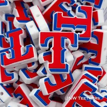 Техасская бейсбольная команда, силиконовые фокусные бусины для ожерелья, ювелирные изделия, бусины-ручки, брелки для рукоделия, автошарм, аксессуары для ручки из бисера и материал ручной работы Set of 10