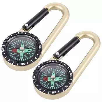 TEHAUX Direction Compass Key Ring Scale Direction Feng Shui Fluorescent Waterproof Lightweight High Precision Portable Camping Climbing Zinc Alloy Set