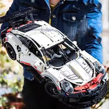 Техническая модель супер гоночного автомобиля 1/10, 1631 шт., строительные блоки, автомобильные MOC, кирпичи, детские строительные игрушки Porsche 911-1631Pcs