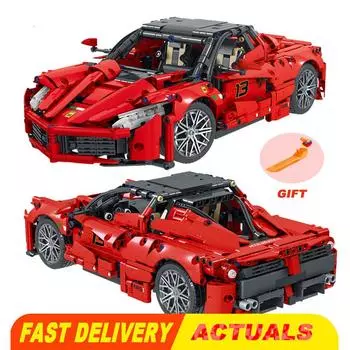 Технические строительные блоки, спортивный гоночный автомобиль MOC, модели суперкаров, комплект, кирпичи, игрушки для детей, подарки для мальчиков