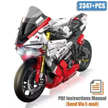 Технический эксперт гоночный автомобиль мотоцикл строительные блоки мотоцикл с легкими кирпичами игрушки для детей подарки