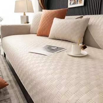 Технологическая ткань Ультразвуковой свет Роскошный кожаный диван Подушка Четыре сезона Универсальный Простой Современный Нескользящий Чехол Полотенце Чехол Ткань 70*70cm хаки