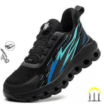 Технологические вращающиеся шнурки, безопасная рабочая обувь для мужчин, нескользящие промышленные кроссовки для предотвращения ногтей, ботинки, мужская обувь 38 синий